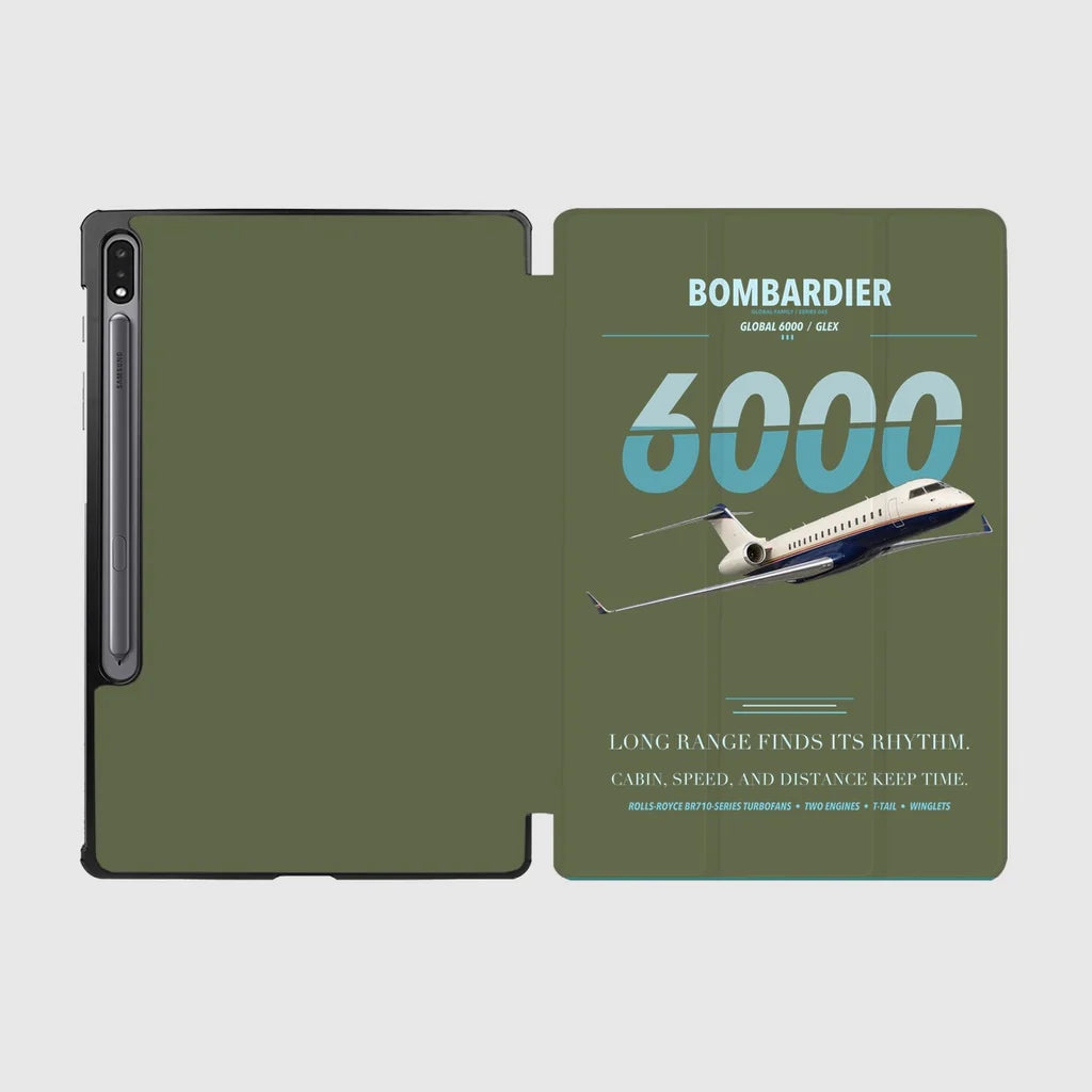 Bombardier Global 6000 design on green army samsung tablet tablet case