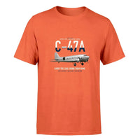 Thumbnail for C-47A Skytrain design on orange double-side t-shirt, single-side print