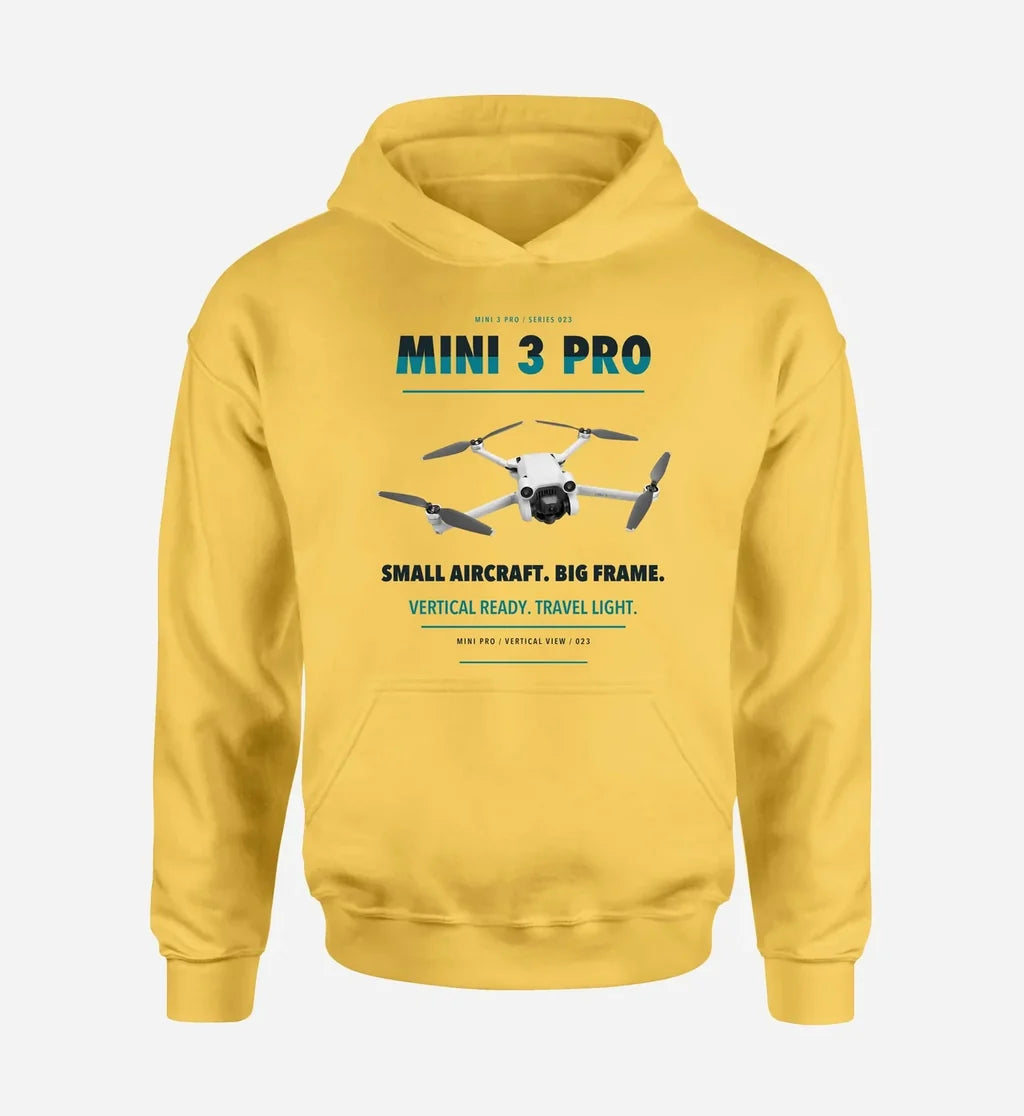 DJI Mini 3 Pro design on yellow hoodie single side