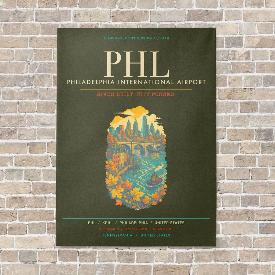 Philadelphia International Airport PHL - Canvas Framed - Green Army