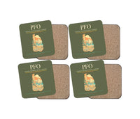 Thumbnail for Paphos International Airport (PFO) design on green army 4 pieces set coaster