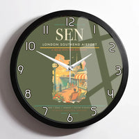 Thumbnail for London Southend Airport (SEN) design on green army framed wall clock