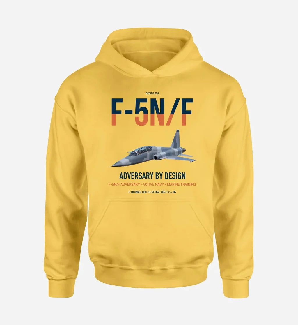 F-5N F Adversary design on yellow double-side hoodie, single-side print