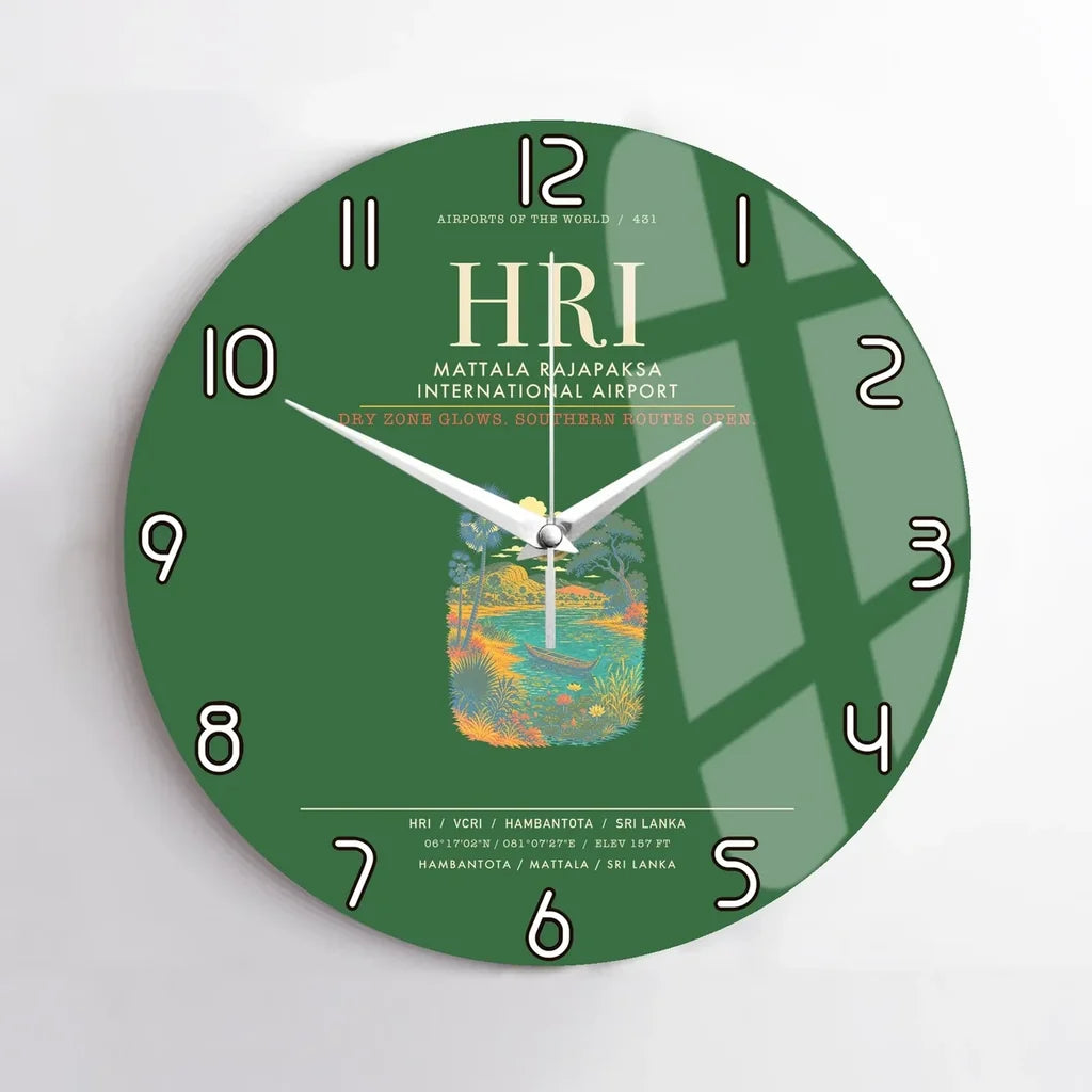 Mattala Rajapaksa International Airport HRI Wall-Clock No-Frame - Green