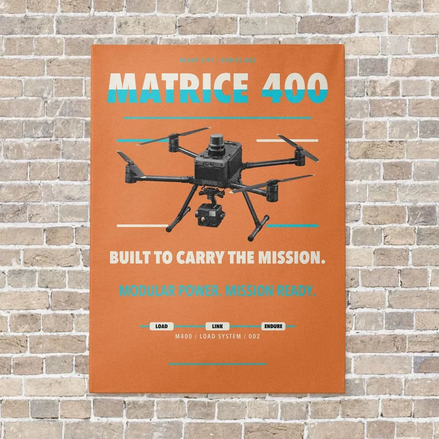 DJI Matrice 400 vertical canvas print - no frame - orange background