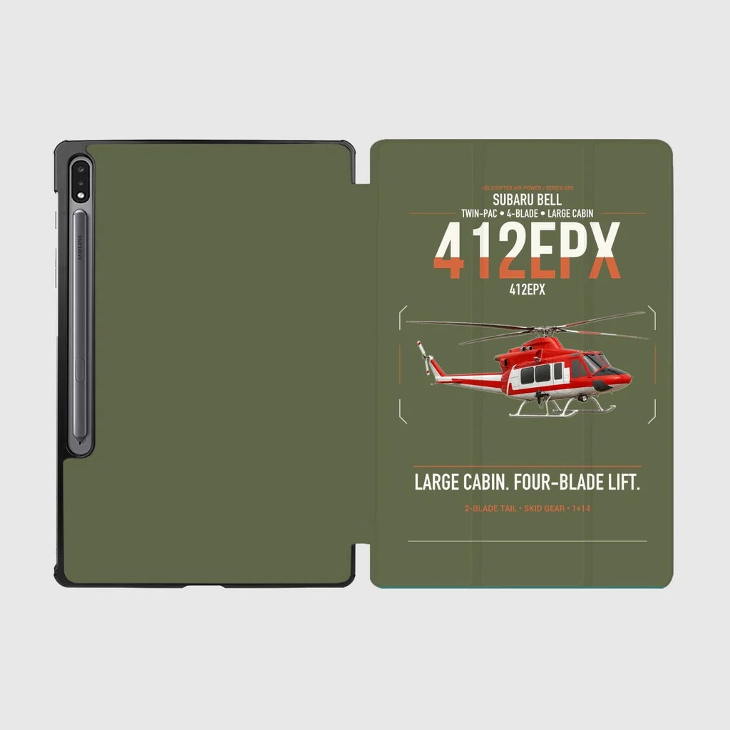 SUBARU Bell 412EPX design on green army samsung tablet tablet case
