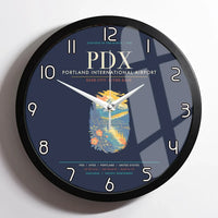 Thumbnail for Portland International Airport PDX Wall-Clock Framed - Navy Blue
