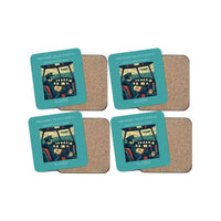 Thumbnail for The Ferry Pilot's Ocean - Designed Coasters design on turquoise 4-pieces-set