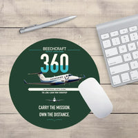 Thumbnail for Beechcraft King Air 360 design on dark green round mouse pad