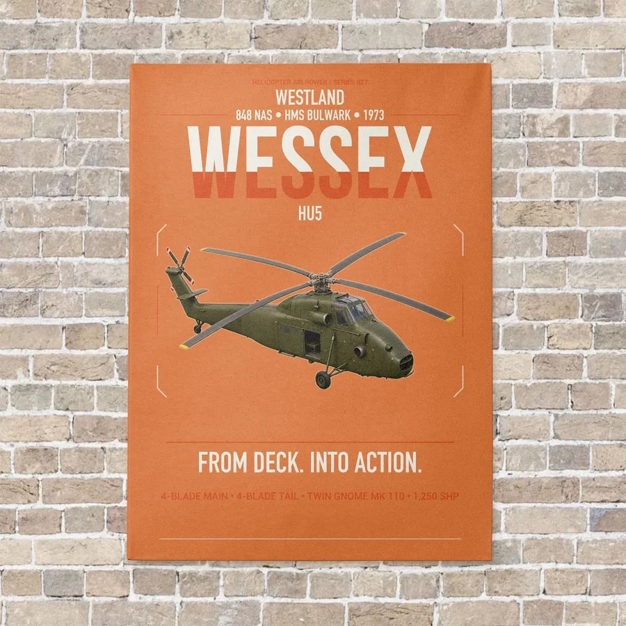Westland Wessex HU5 vertical canvas print - no frame - orange background