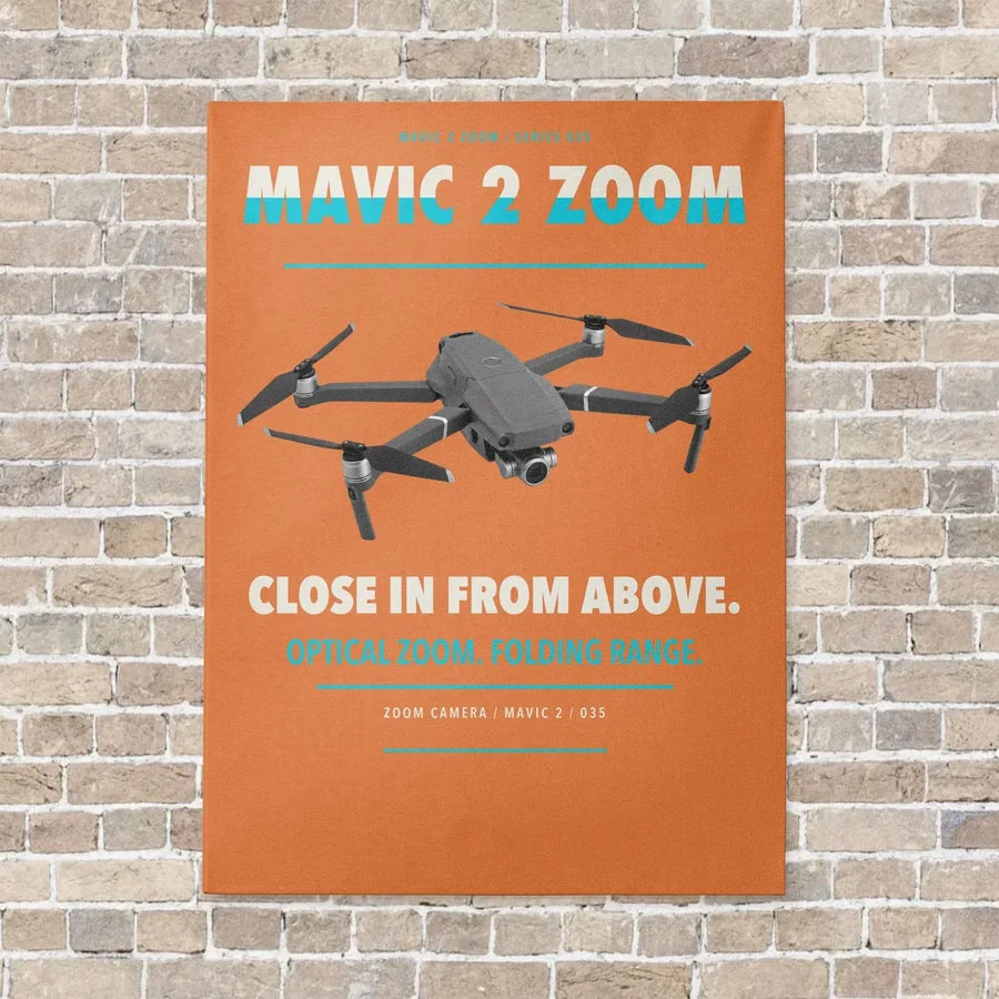 DJI Mavic 2 Zoom vertical canvas print - no frame - orange background