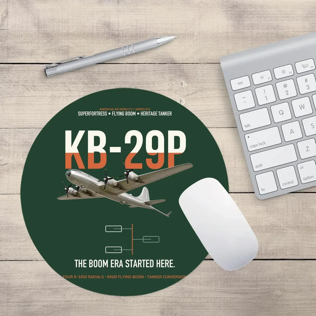 KB-29P SUPERFORTRESS design on dark green round mouse pad