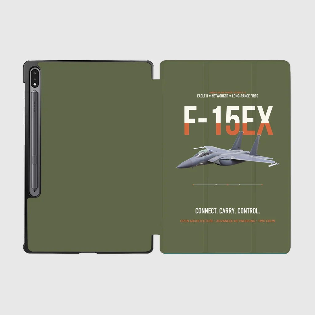 F-15EX Eagle II Connect Carry Control design on green army samsung tablet tablet case