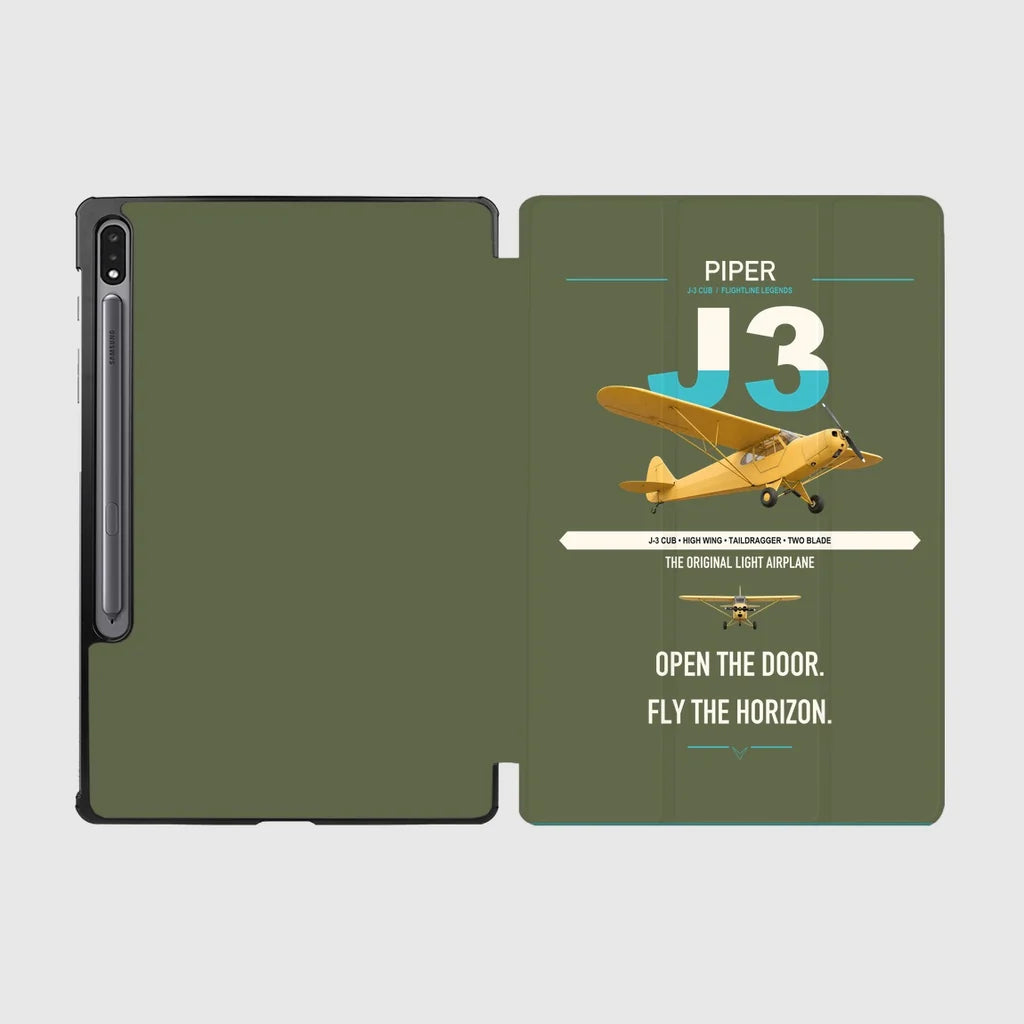 Piper J-3 Cub design on green army samsung tablet tablet case