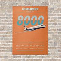 Thumbnail for Bombardier Global 8000 vertical canvas print - no frame - orange background