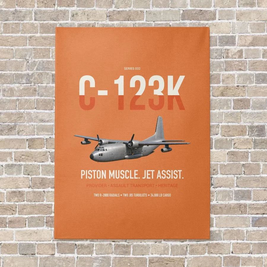 C-123K Provider vertical canvas print - no frame - orange background