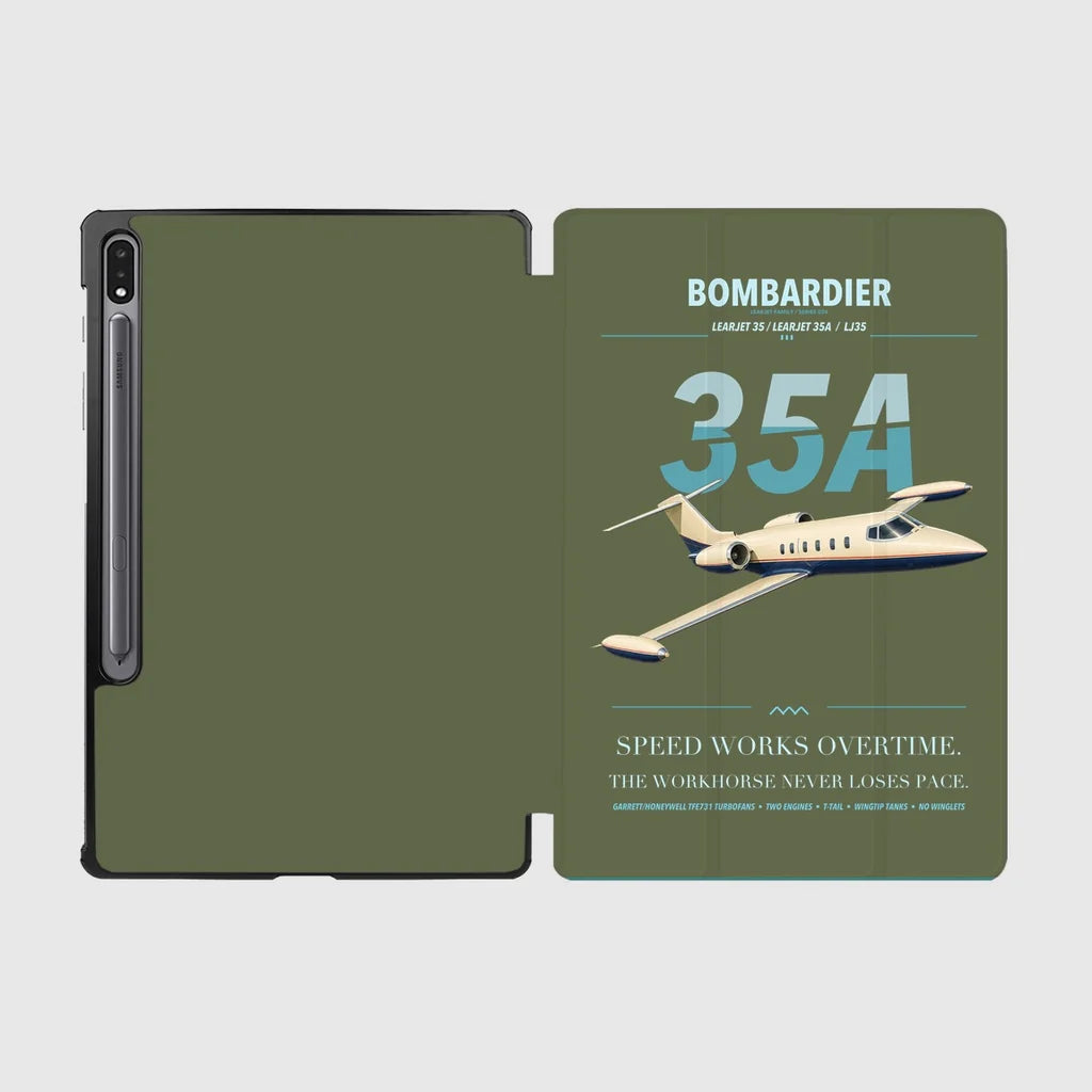 Bombardier Learjet 35A design on green army samsung tablet tablet case