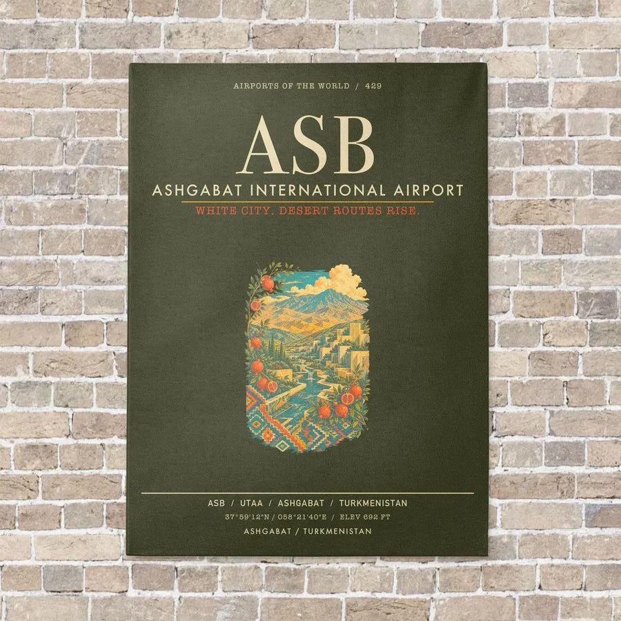 Ashgabat International Airport ASB - Canvas Framed - Green Army