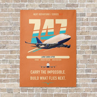 Thumbnail for Boeing 747-400 Dreamlifter vertical canvas print - no frame - orange background