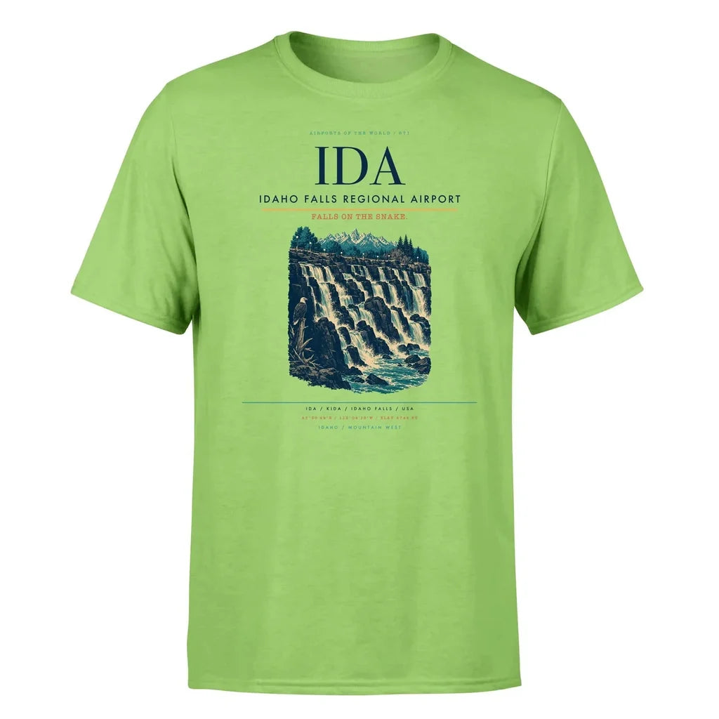 Idaho Falls Regional Airport (IDA) T-Shirt single-side front print in Light Green | idaho-falls-regional-airport-ida-double-side-t-shirt
