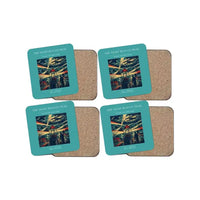 Thumbnail for The Night Beacon Trail - Designed Coasters design on turquoise 4-pieces-set