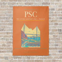 Thumbnail for Tri-Cities Airport PSC — Pasco vertical canvas print - no frame - orange background