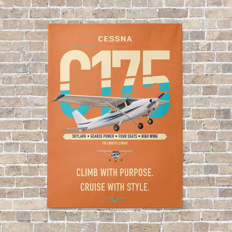 Cessna 175 Skylark vertical canvas print - no frame - orange background