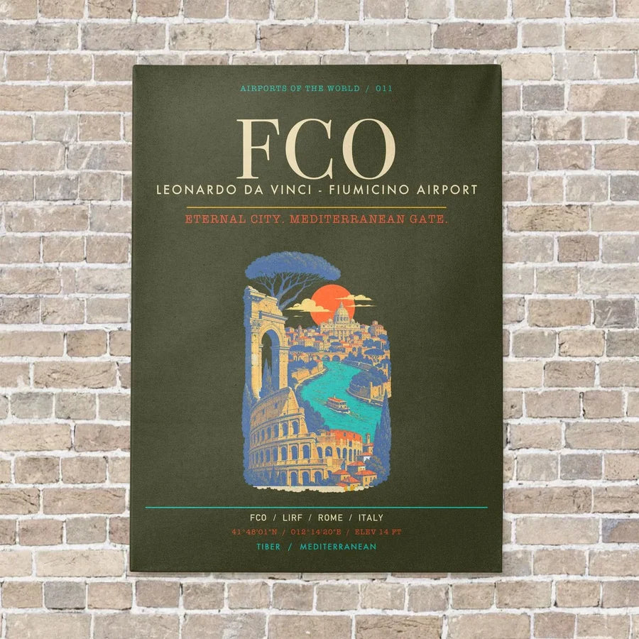 Rome Leonardo da Vinci Fiumicino Airport FCO - Canvas Framed - Green Army