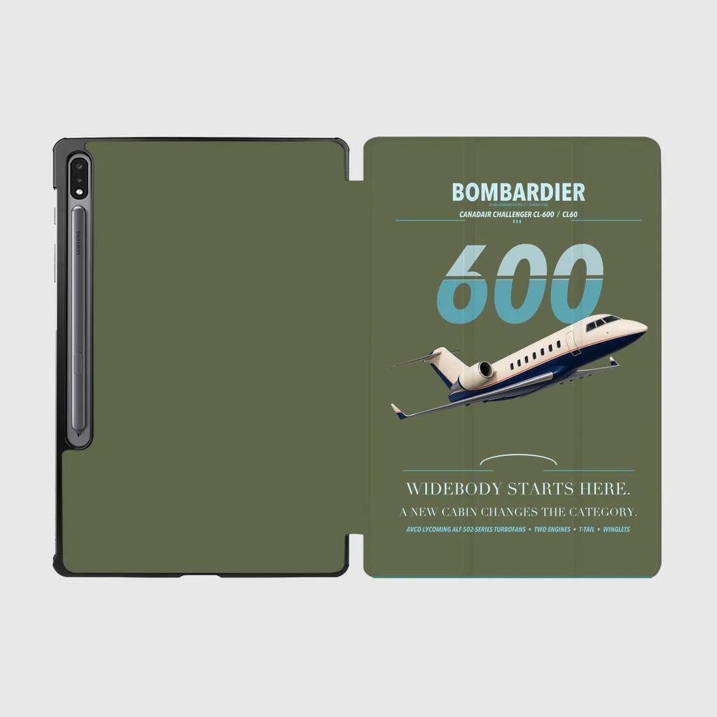 Bombardier Challenger 600 design on green army samsung tablet tablet case
