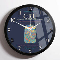 Thumbnail for Sao Paulo Guarulhos International Airport GRU Wall-Clock Framed - Navy Blue