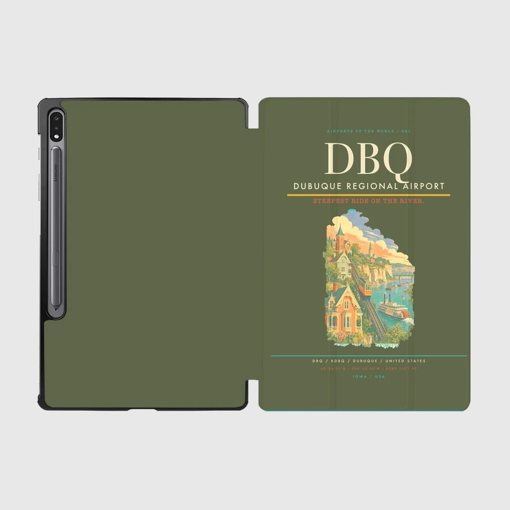 Dubuque Regional Airport (DBQ) design on green army samsung tablet tablet case