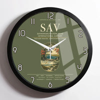 Thumbnail for Savannah-Hilton Head International Airport (SAV) design on green army framed wall clock
