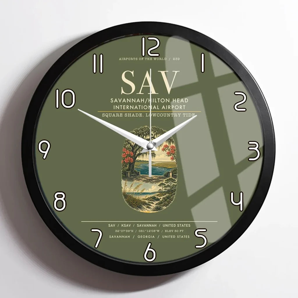 Savannah-Hilton Head International Airport (SAV) design on green army framed wall clock