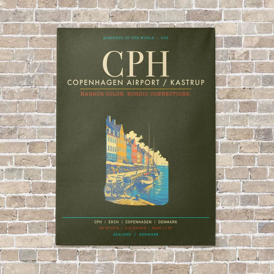 Copenhagen Airport Kastrup CPH - Canvas Framed - Green Army