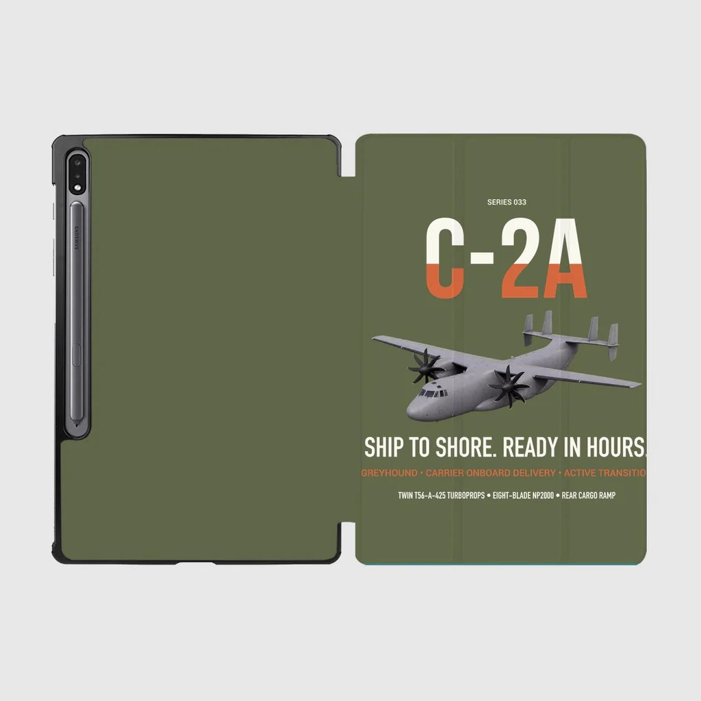 C-2A Greyhound design on green army samsung tablet tablet case