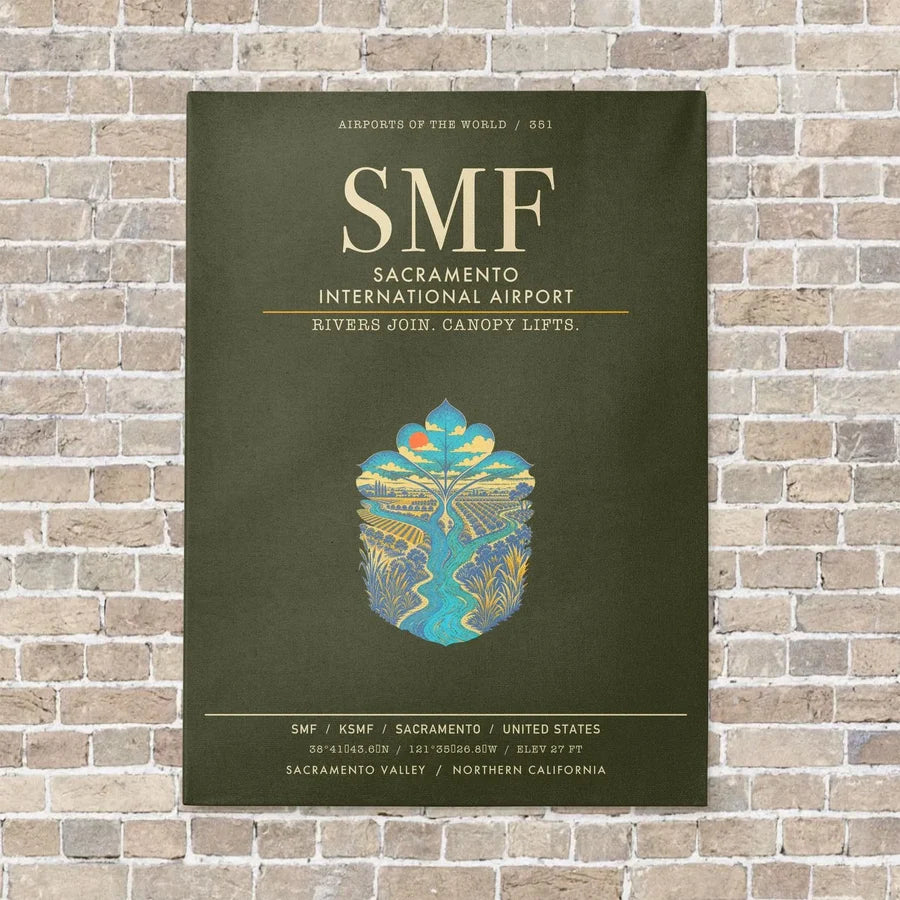 Sacramento International Airport SMF - Canvas Framed - Green Army