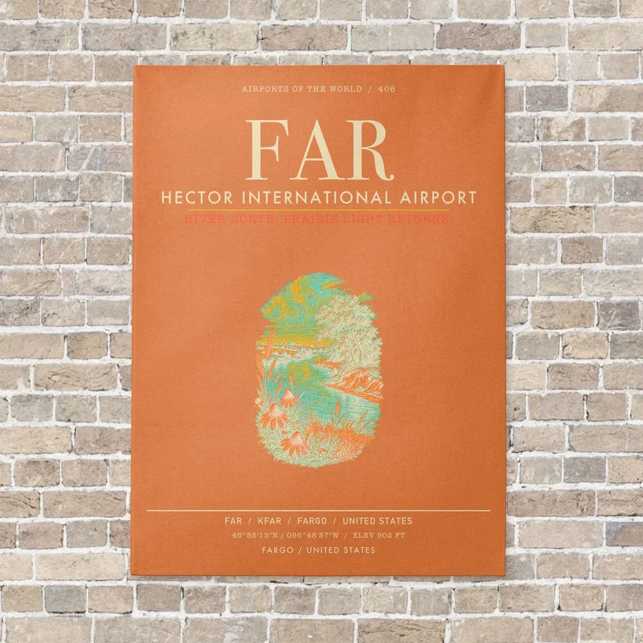 Hector International Airport FAR vertical canvas print - no frame - orange background