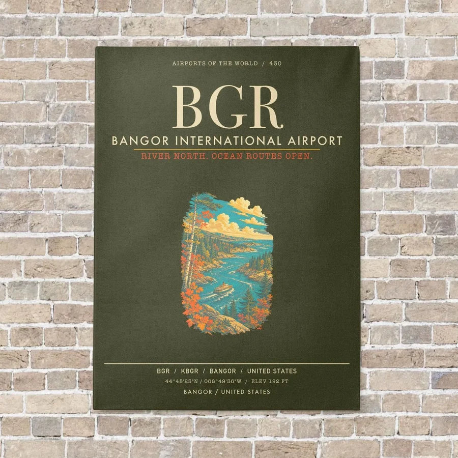 Bangor International Airport BGR - Canvas Framed - Green Army