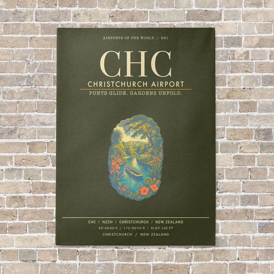 Christchurch Airport CHC - Canvas Framed - Green Army
