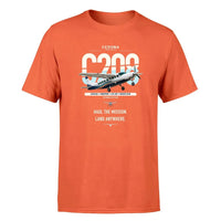 Thumbnail for Cessna 208 Caravan design on orange t-shirt, single-side print