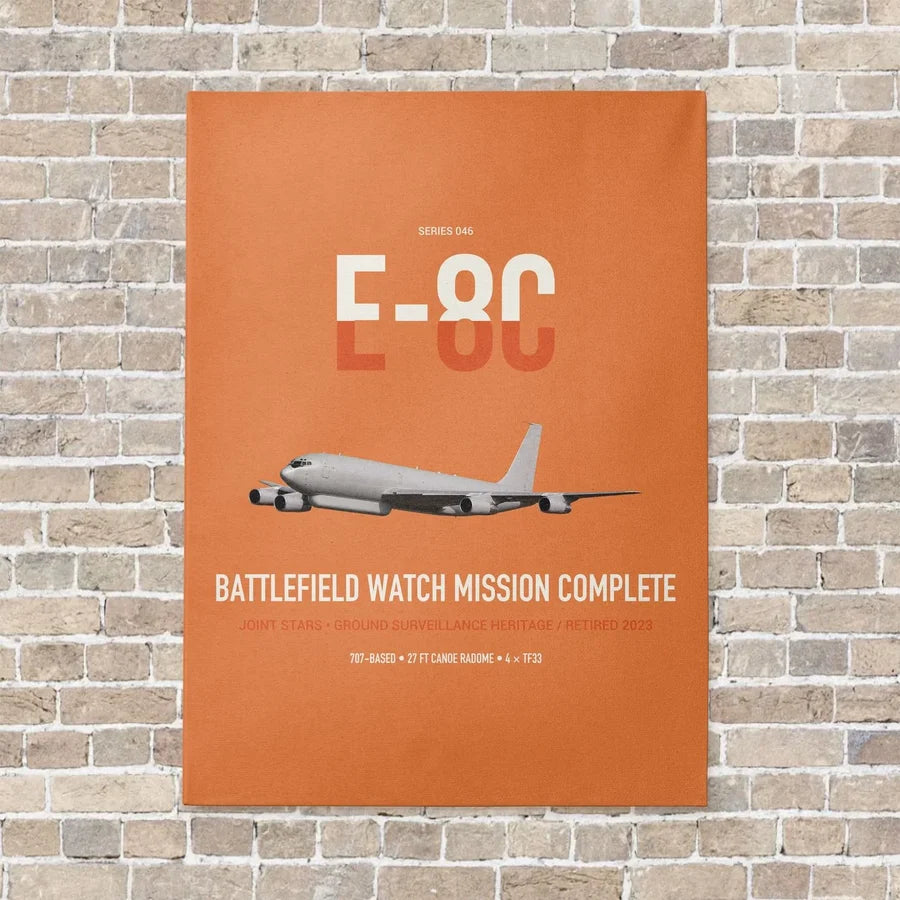 E-8C Joint STARS vertical canvas print - no frame - orange background