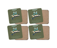 Thumbnail for Bombardier Learjet 24 design on green army 4 pieces set coaster
