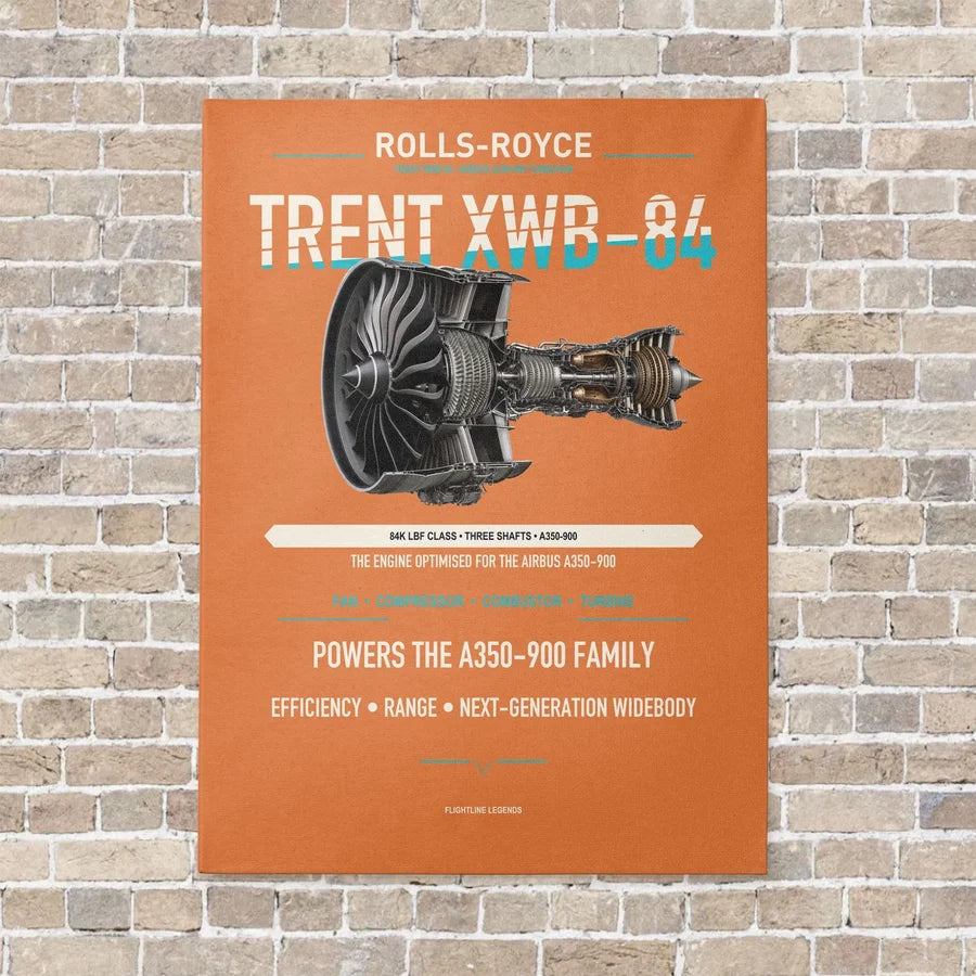 TRENT XWB-84 vertical canvas print - no frame - orange background