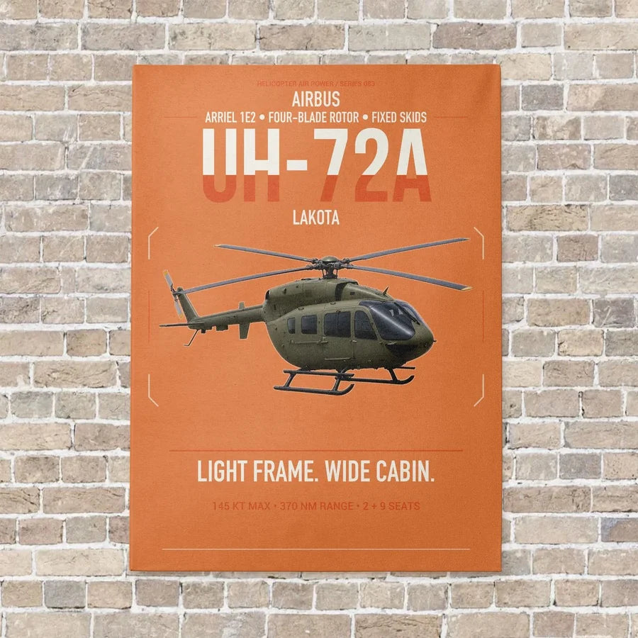 Airbus UH-72A Lakota vertical canvas print - no frame - orange background