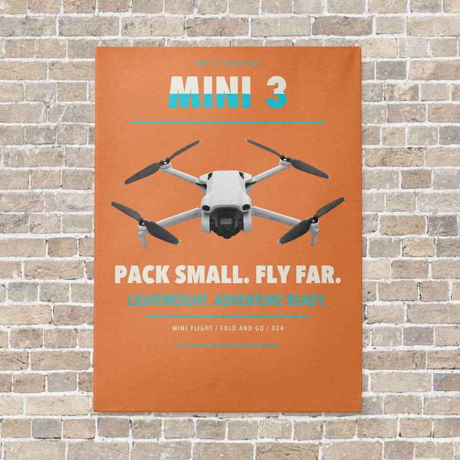 DJI Mini 3 vertical canvas print - no frame - orange background