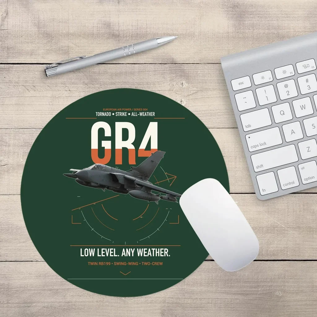 Panavia Tornado GR4 design on dark green round mouse pad