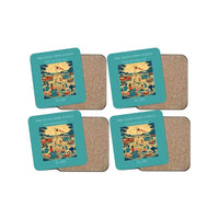 Thumbnail for The Grass Strip Sunday - Designed Coasters design on turquoise 4-pieces-set