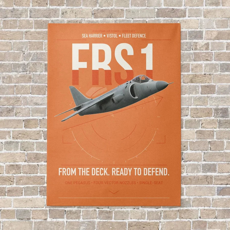 British Aerospace Sea Harrier FRS.1 vertical canvas print - no frame - orange background
