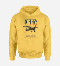 Thumbnail for PZL P.11c design on yellow double-side hoodie, single-side print