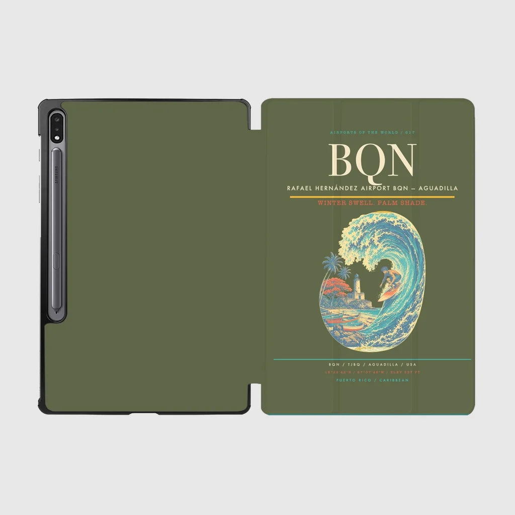 Rafael Hernández Airport (BQN) design on green army samsung tablet tablet case
